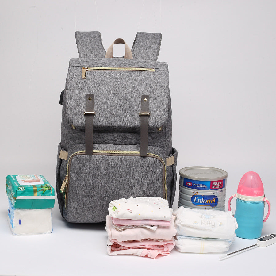 Cross-border hot selling large capacity mommy bag multi-pocket backpack multi-function waterproof maternity mother and baby bag outing bag
