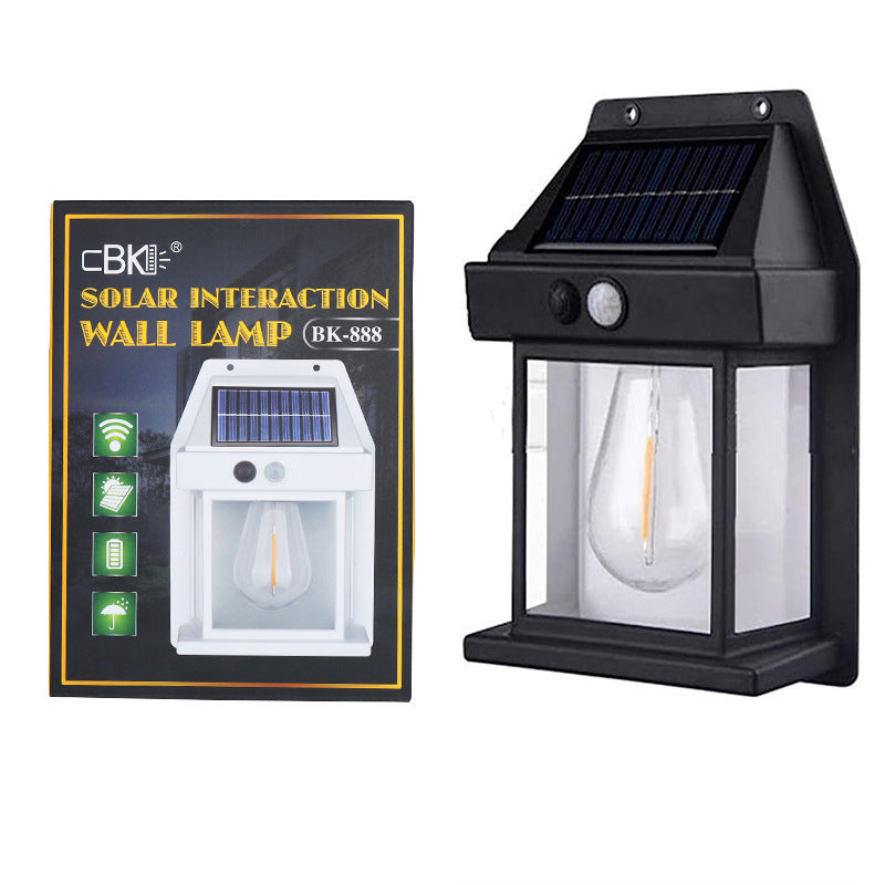 Solar charging wall lamp outdoor induction lamp waterproof tungsten lamp modern simple villa garden lamp garden lamp