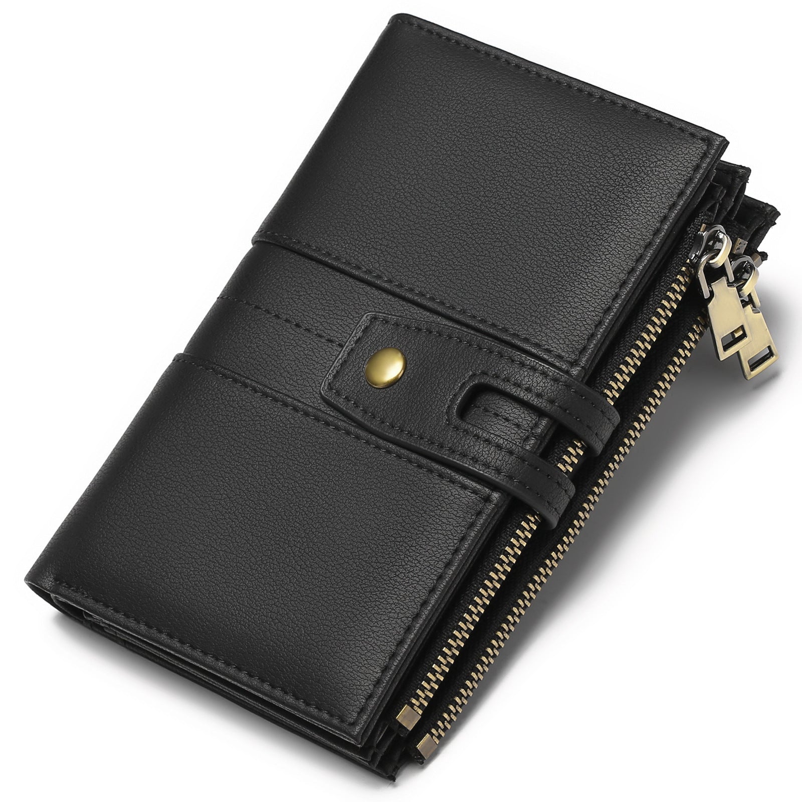 Foreign trade RFID anti-theft brush ladies short wallet multi-function buckle zipper microfiber leather women's bag casual coin purse