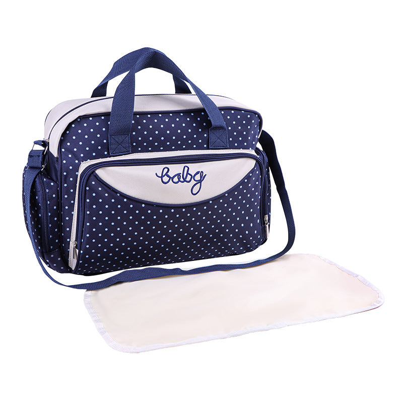 Manufacturer's new mother and baby bag portable 055 mommy bag confinement bag five-piece set large capacity polka dot mommy bag