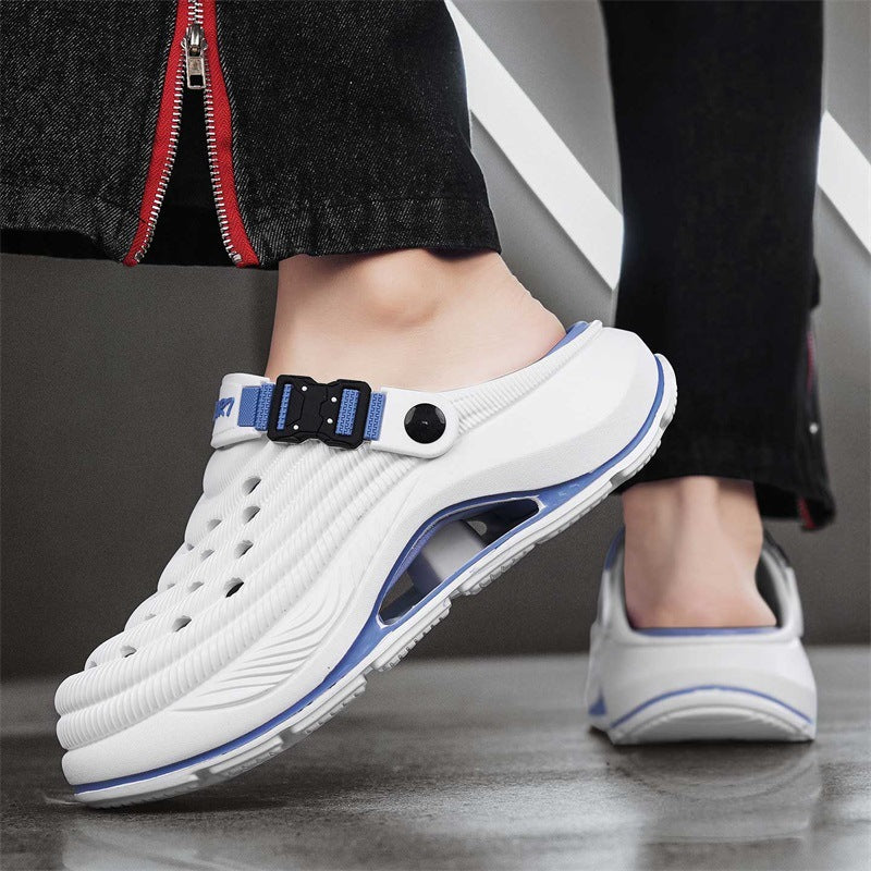 Hole shoes for men, summer outdoor wear, new beach shoes with anti-slip thick soles, men's outdoor sandals