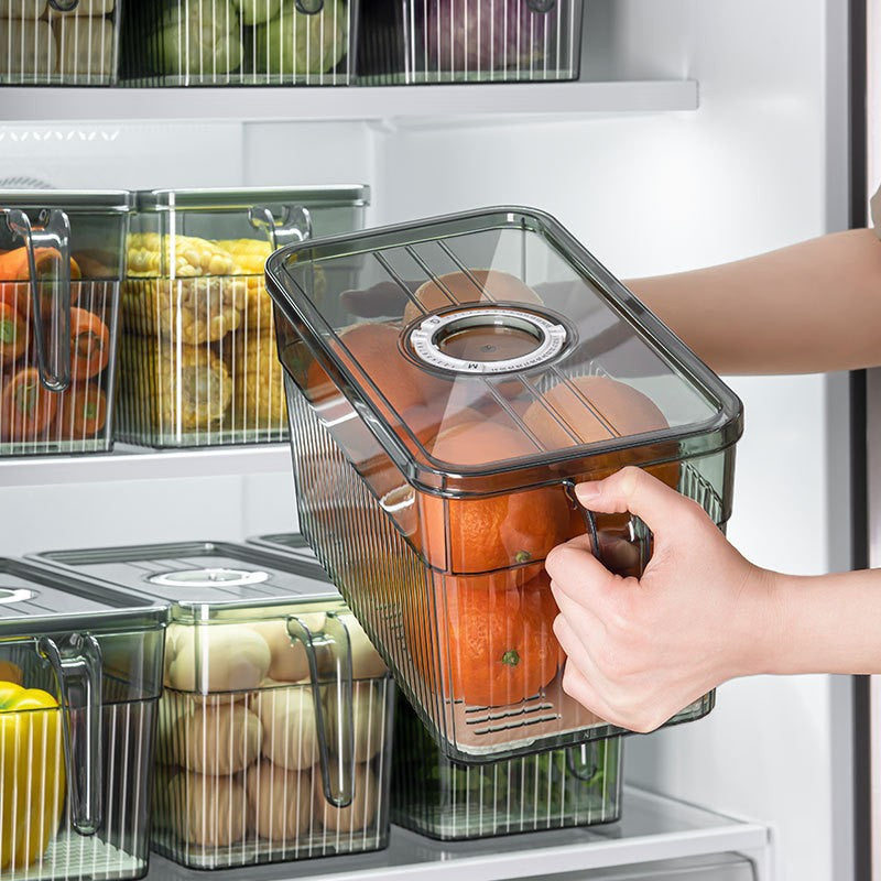 Refrigerator kitchen storage artifact sealed rectangular plastic fruit classification and sorting vegetable PET fresh-keeping box new style