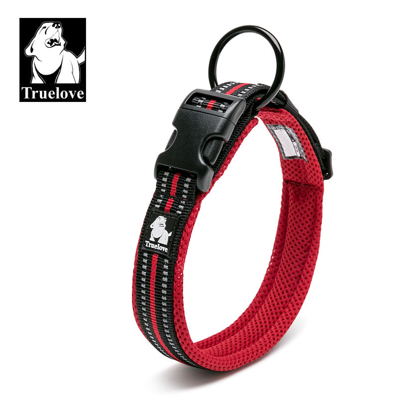Truelove Pet Dog Collar Traction Adjustable Reflective Breathable Soft Mesh Foreign Trade Cross-border Amazon