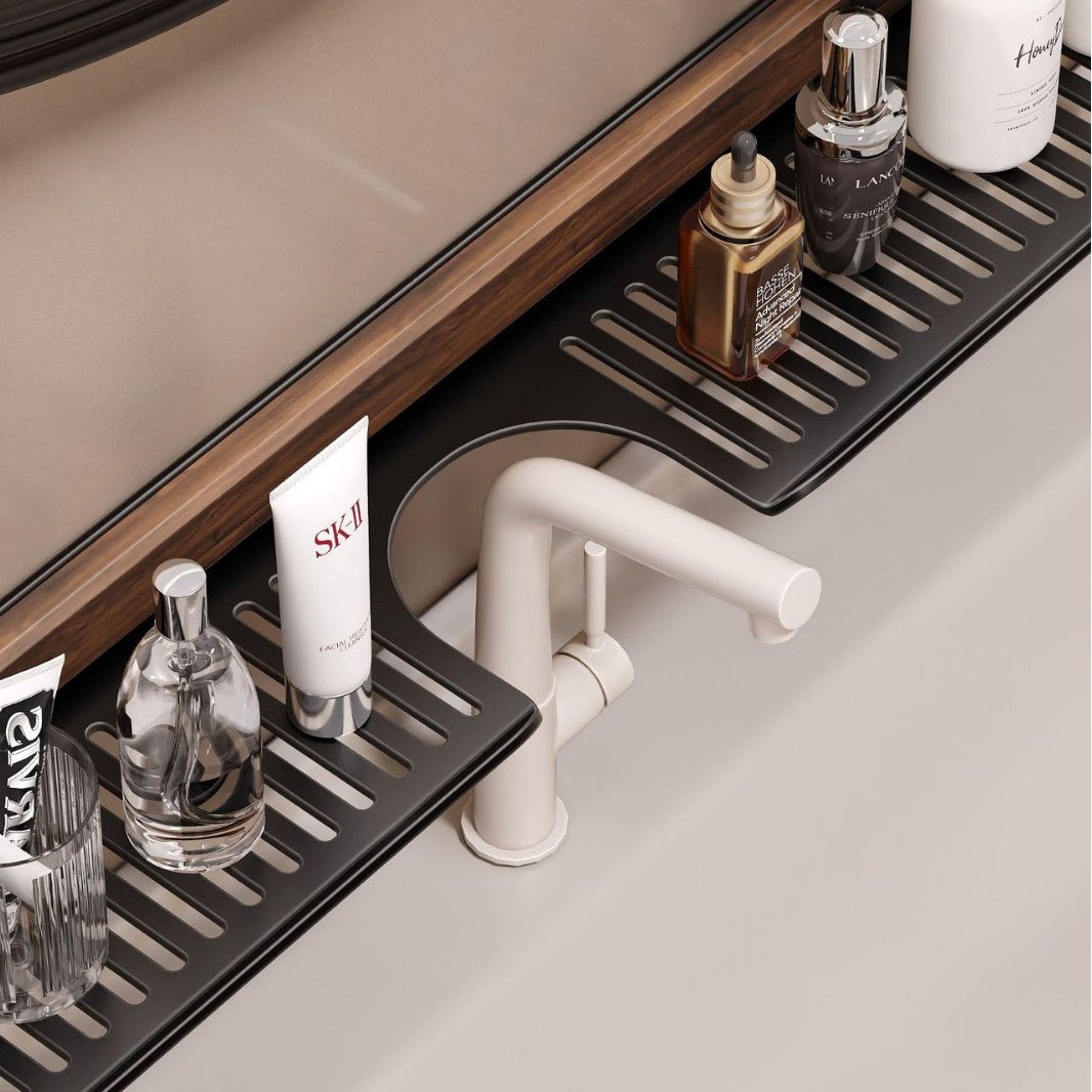 Walnut suction cup faucet rack bathroom punch-free wall-mounted bathroom wash basin sink storage rack