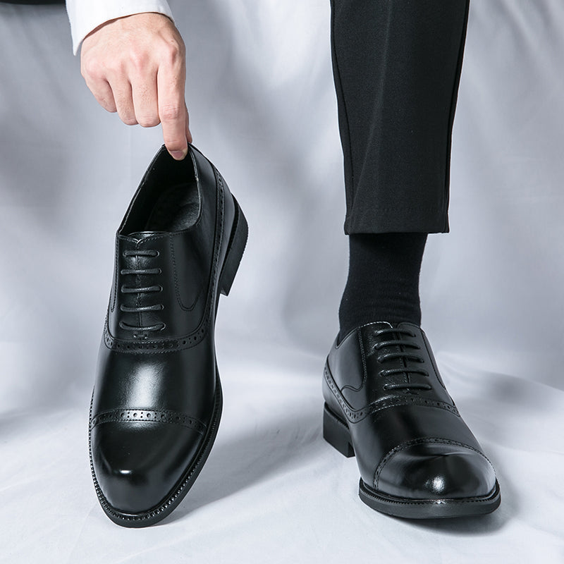 European and American British style brogues men's business genuine leather color matching carved Oxford shoes men's wedding pointed toe groom shoes