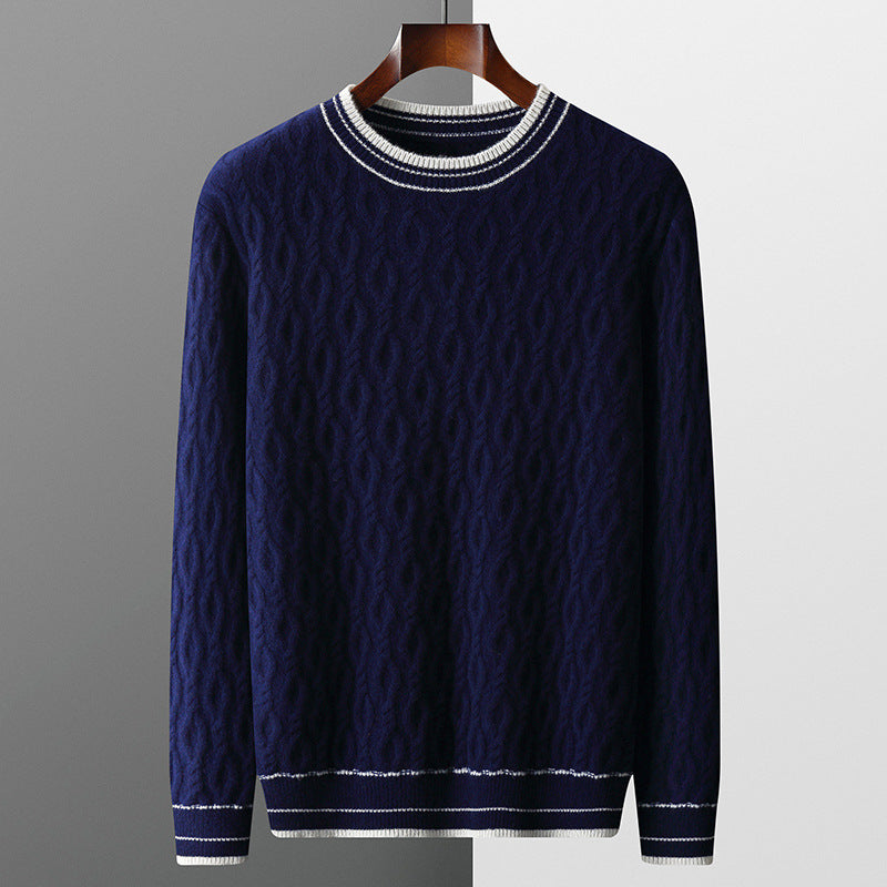 Men's casual thick round neck bottoming sweater new fashion wool bottoming sweater warm solid color men's clothing wholesale