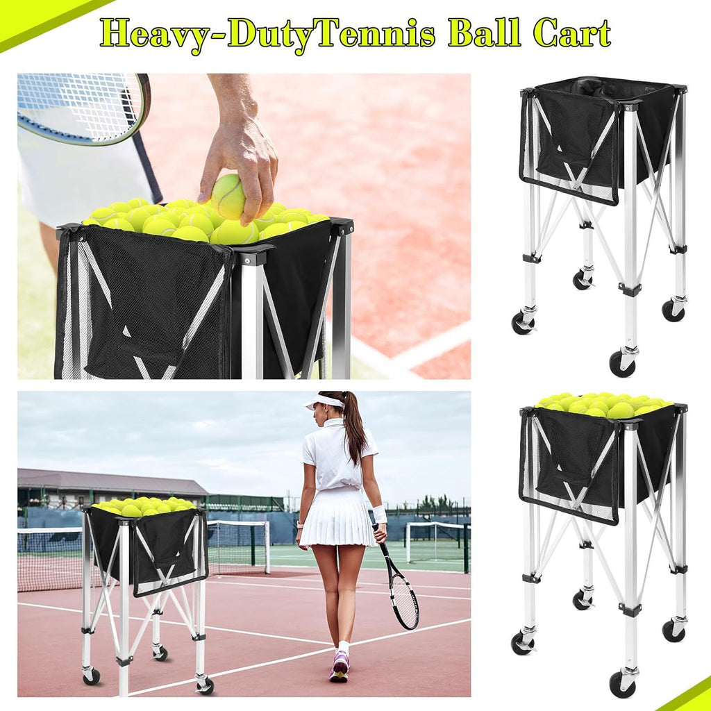Folding tennis racket aluminum alloy tennis cart portable mobile coach car ball picking basket tennis packaging ball basket