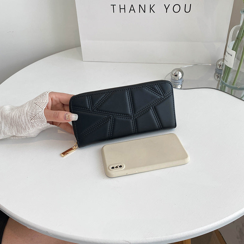 New women's wallet medium and long zipper clutch fashionable foreign trade PU leather pressed money clip coin purse trend
