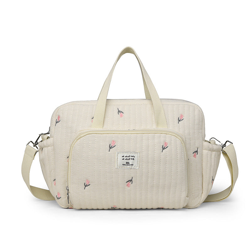 Mommy bag Korean embroidery thread fashionable multifunctional mother and baby bag portable large capacity mommy bag ladies bag