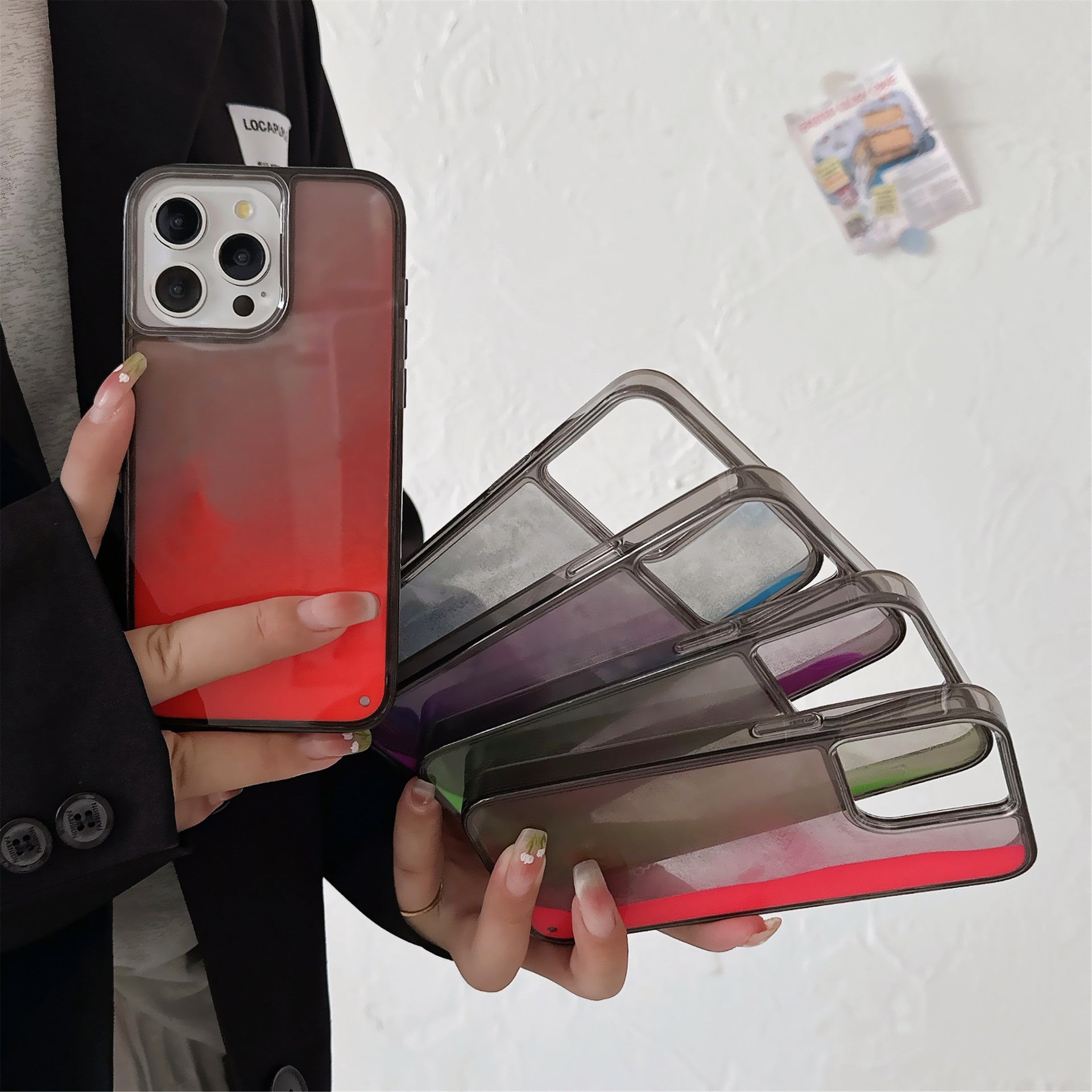 Luminous quicksand for iPhone 16 Pro mobile phone case Apple 15 soft edge hard back panel foreign trade hot selling protective cover