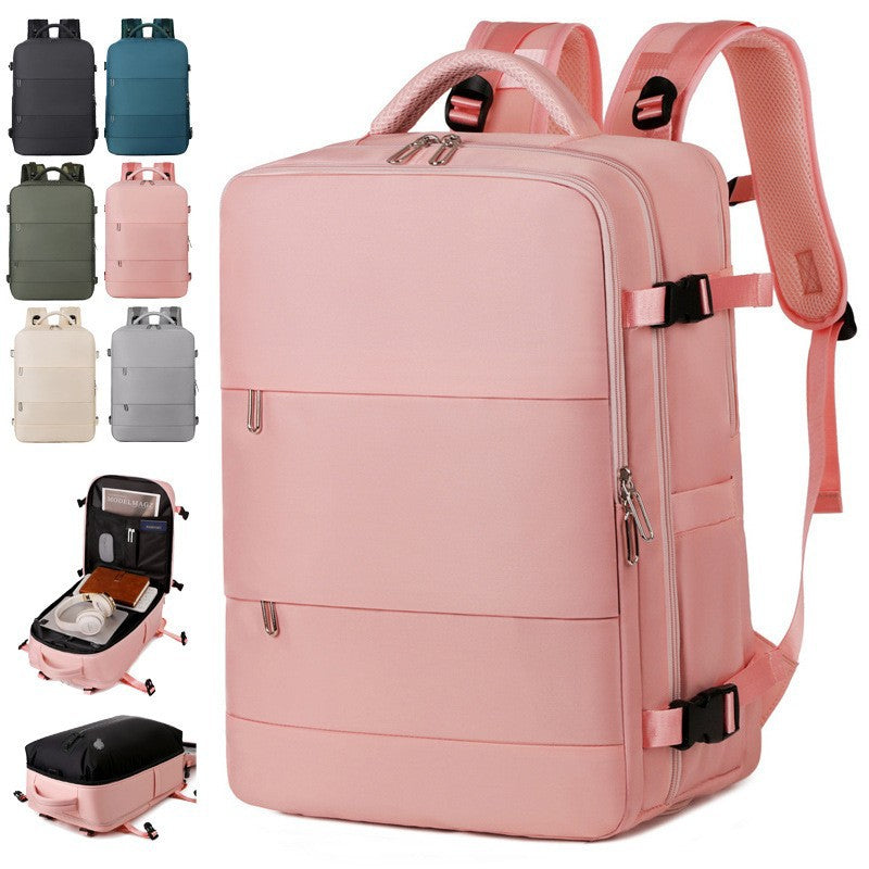 High-end business backpack vacuum compression backpack for men with large capacity and double side pockets including vacuum pump