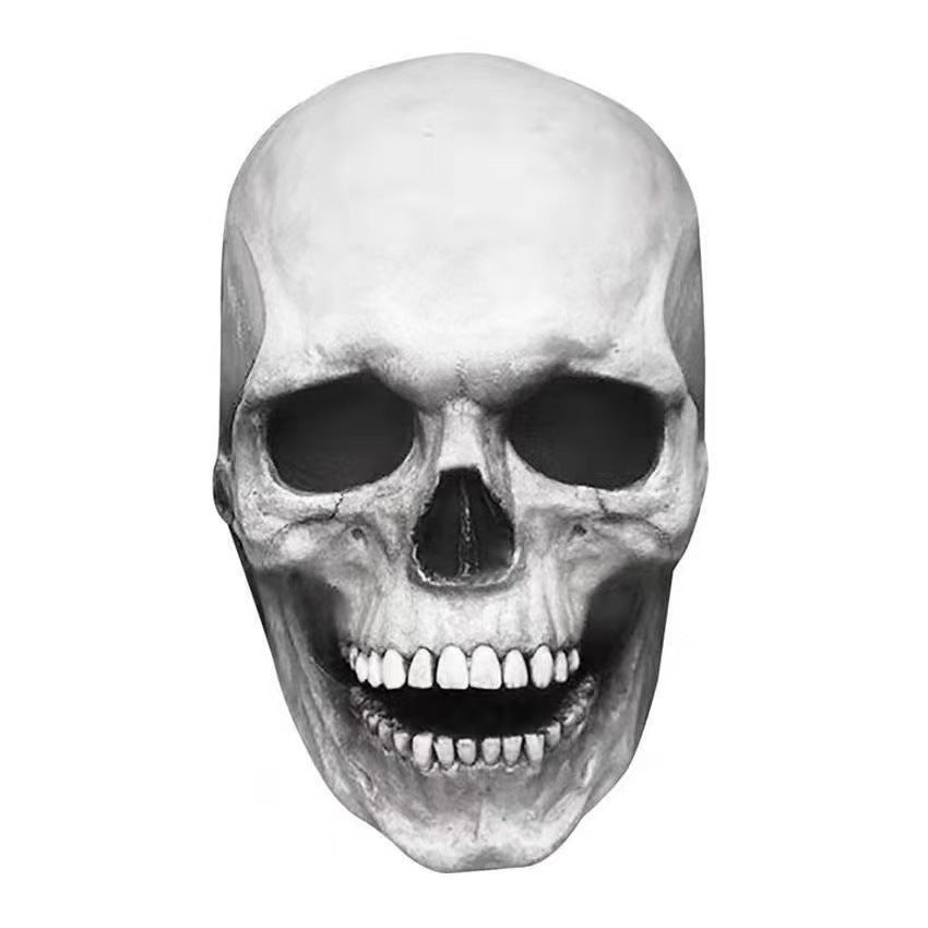 Halloween movable mouth skull mask movable double layer Jack horror brain flower luminous skull head set props spot
