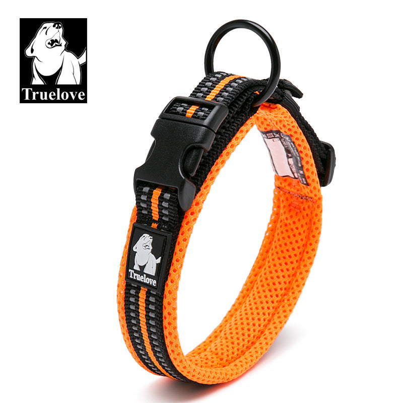 Truelove Pet Dog Collar Traction Adjustable Reflective Breathable Soft Mesh Foreign Trade Cross-border Amazon