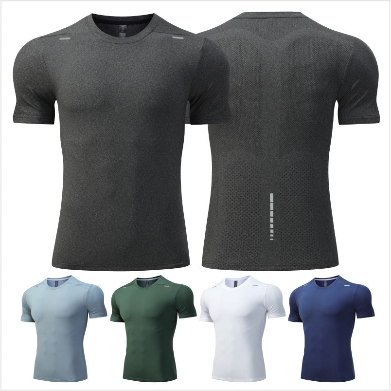 Fitness clothes men's summer T-shirt basketball training short-sleeved large size ice silk quick-drying sportswear suit running equipment