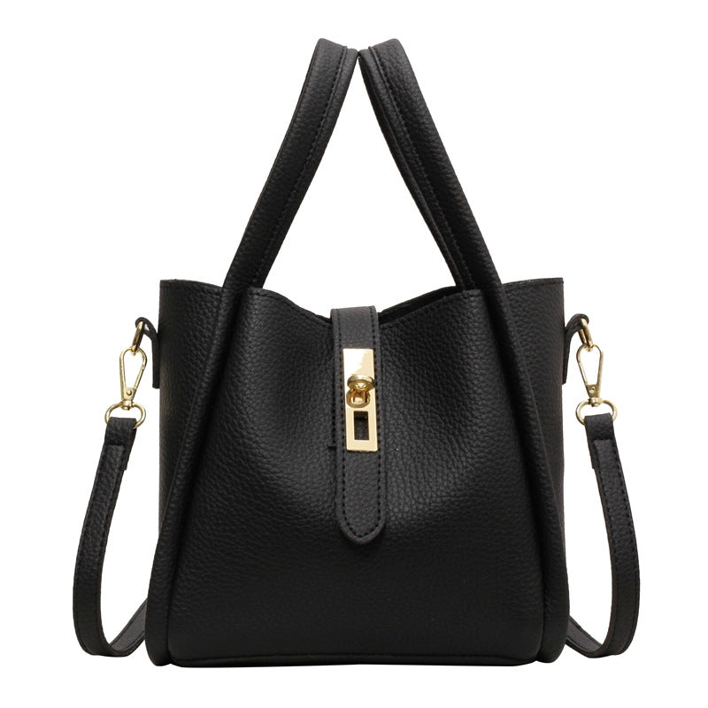 New autumn and winter simple high-end bag women's fashionable all-match retro commuter messenger bag textured portable bucket bag