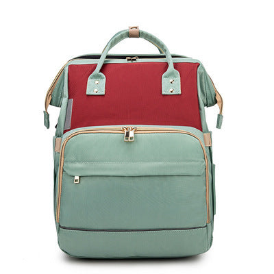 Factory cross-border new upgraded folding bed mommy bag portable multi-functional double-shoulder mother backpack mother and baby bag bed