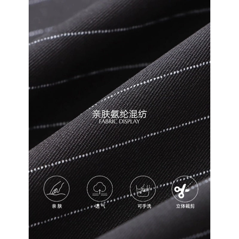 Moqie high-end commuter style Laoqian drape high waist slim casual striped suit wide leg pants MQ0488