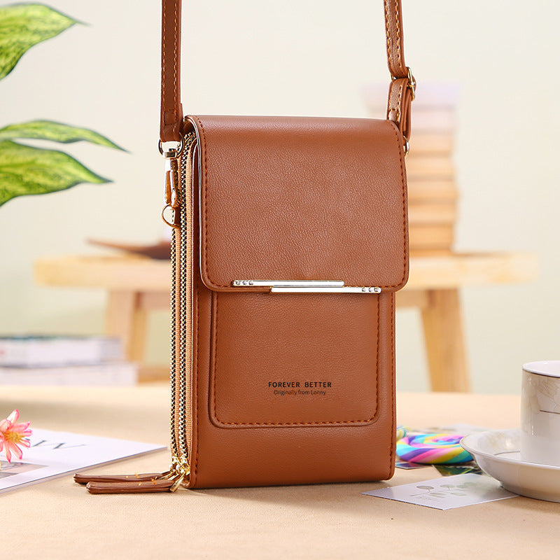 Touch screen mobile phone bag for women, small crossbody bag, cute small bag for mobile phone, fashionable key coin bag, vertical style