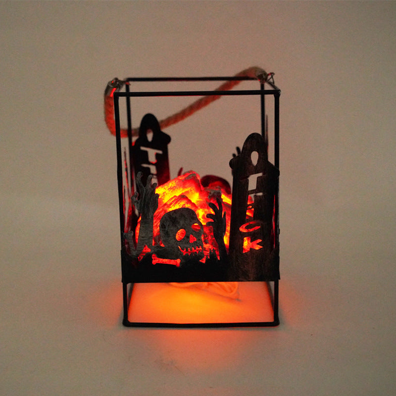 Cross-border European imitation charcoal flame lamp LED decorative lamp iron ornaments Christmas Halloween scene layout props