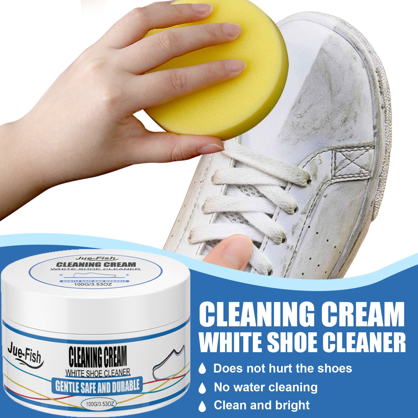 Jue Fish White Shoe Cleaning Cream Whitening Magic Tool No-wash Sports Canvas Shoes Cleaning and Stain Removal