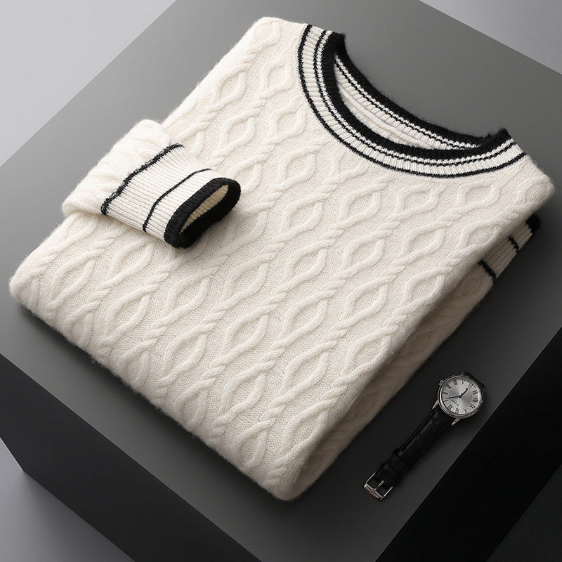 Men's casual thick round neck bottoming sweater new fashion wool bottoming sweater warm solid color men's clothing wholesale