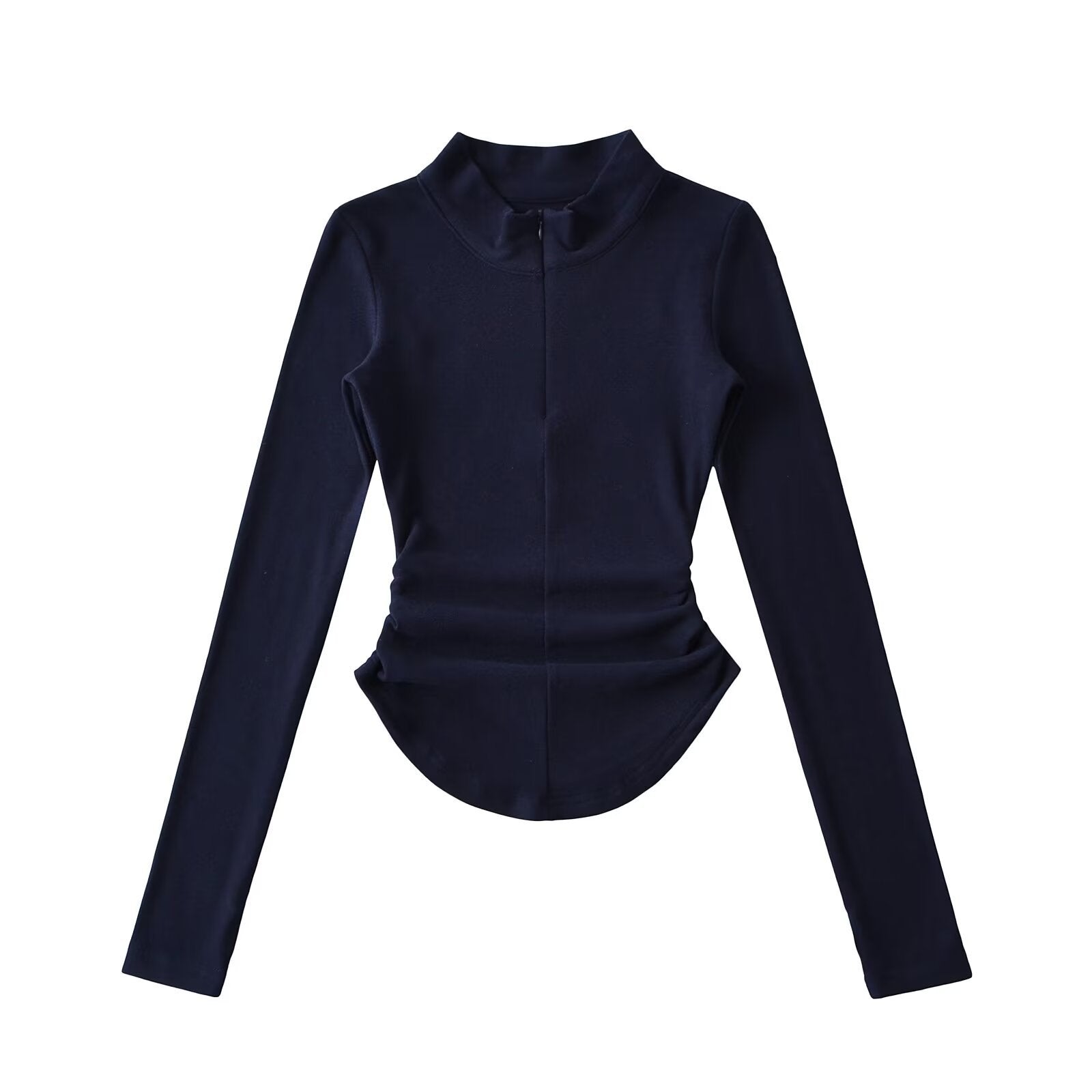 2025 Spring and Autumn Korean version of German velvet half-zip long-sleeved casual versatile tight-fitting warm bottoming shirt ins top