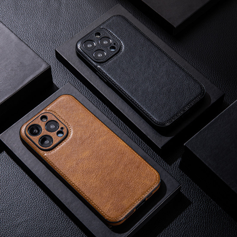 Apple 15promax mobile phone case high-end leather suitable for iPhone14 high-end 13 anti-fall leather grain 12 leather case