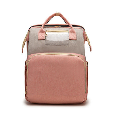 Factory cross-border new upgraded folding bed mommy bag portable multi-functional double-shoulder mother backpack mother and baby bag bed