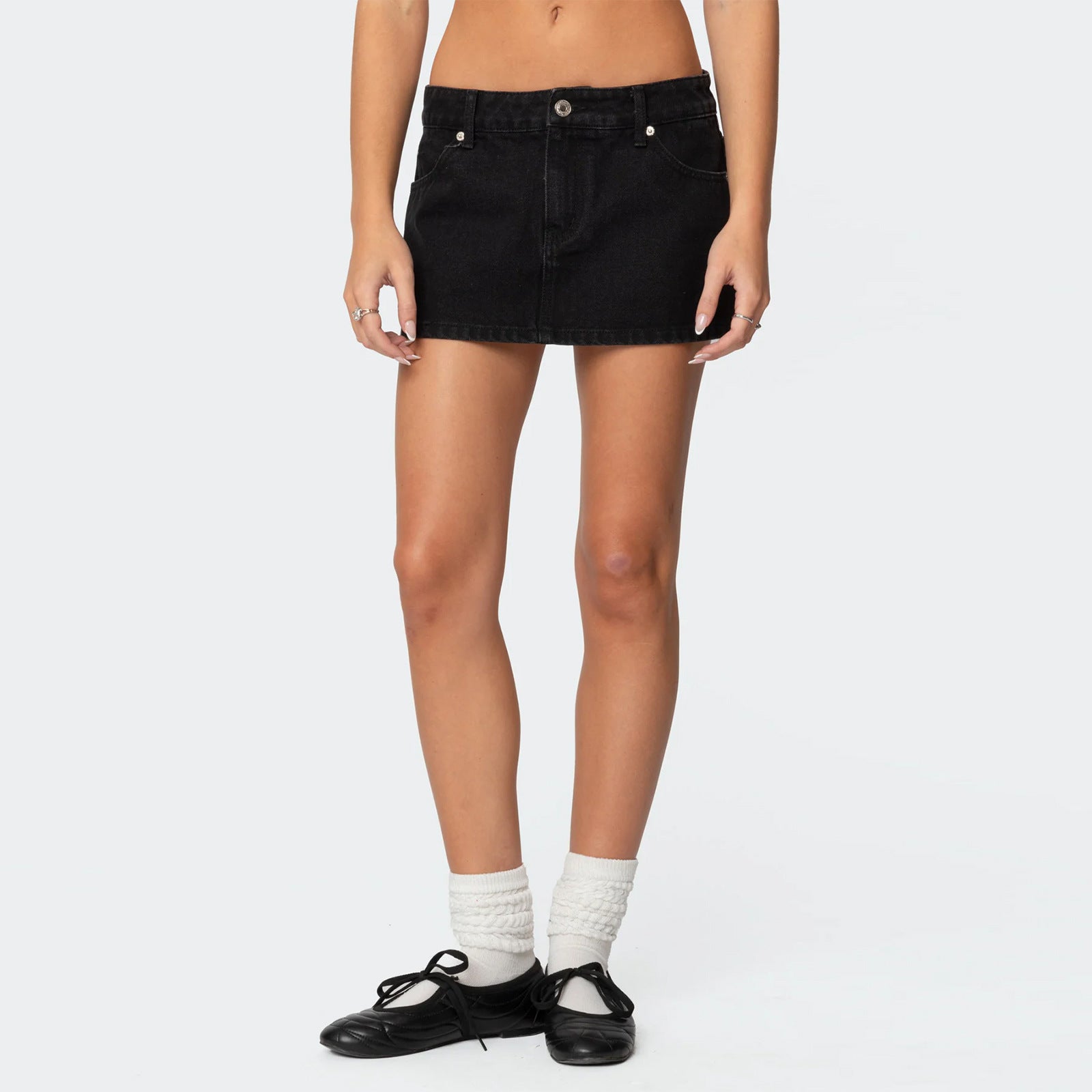 European and American cross-border women's denim skirt French casual loose hot girl sexy denim hip skirt