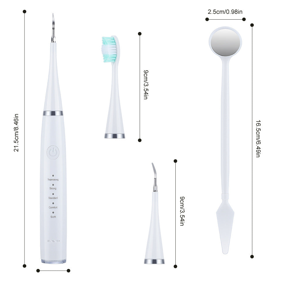 Cross-border 5-speed high-frequency vibration tooth cleaner USB electric toothbrush tooth cleaner to remove stains and calculus set tooth cleaner