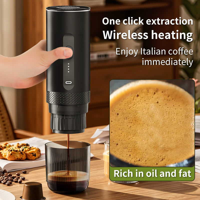 New portable handheld coffee machine rechargeable heated coffee pot semi-automatic dual-purpose espresso extraction