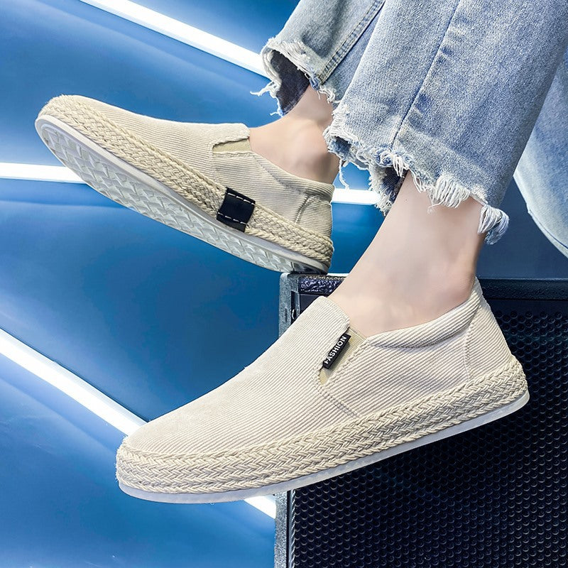 Old Beijing cloth shoes men's spring breathable casual slip-on white sneakers new men's canvas shoes