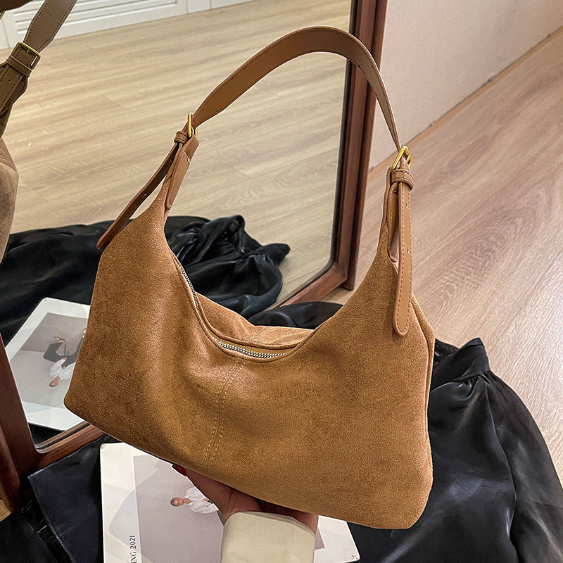 New autumn and winter versatile frosted retro bag women's large-capacity shoulder messenger bag class commuting tote bag