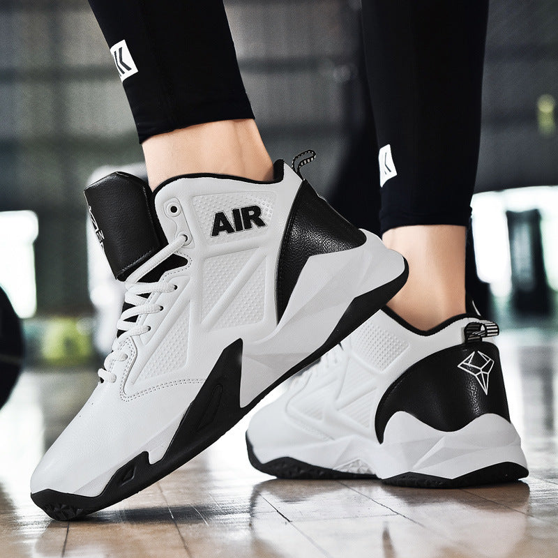 Men's summer new shoes men's youth large size white mesh breathable ball shoes high top basketball sports trendy shoes