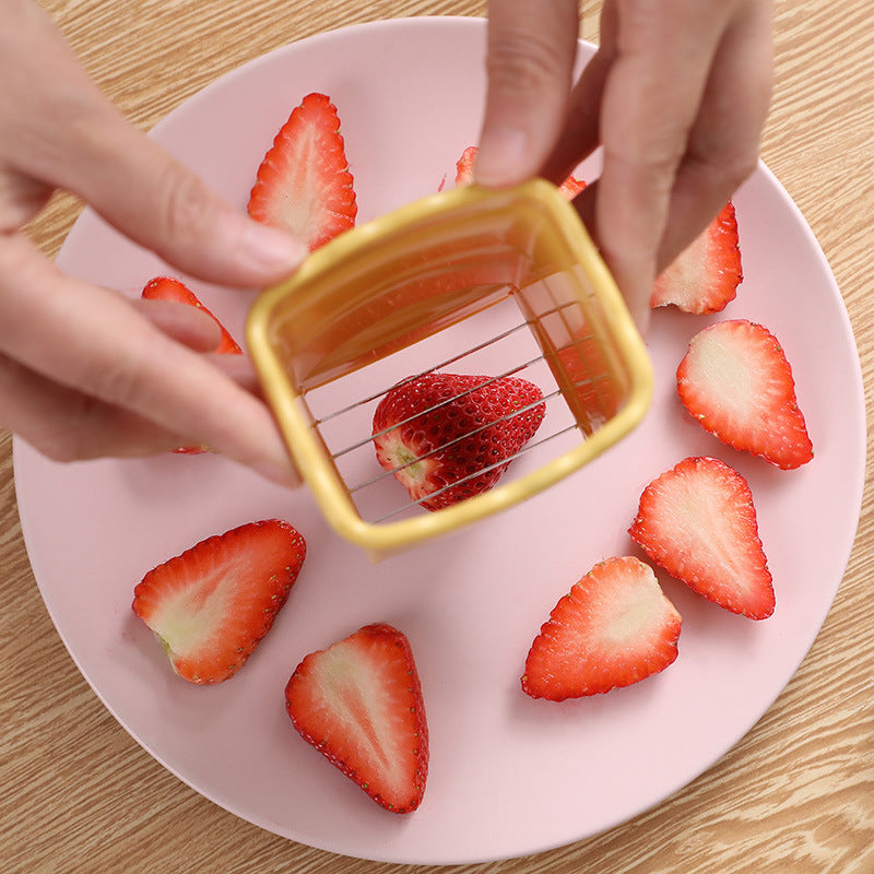 Fruit platter slicer pressing stainless steel strawberry banana kiwi splitter baby food fruit cutter