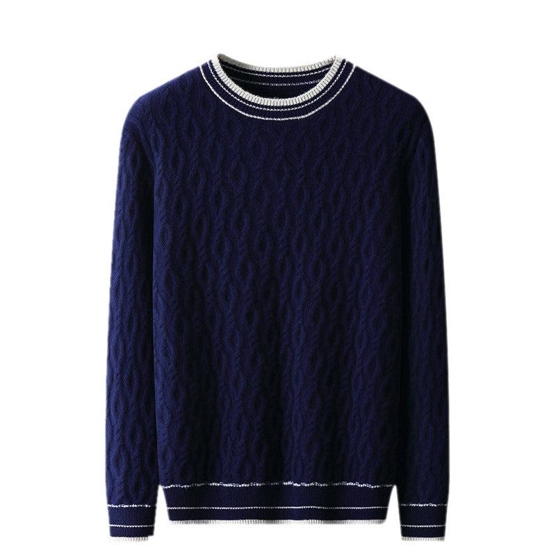 Men's casual thick round neck bottoming sweater new fashion wool bottoming sweater warm solid color men's clothing wholesale