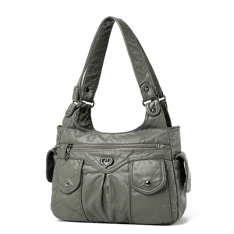 Cross-border 2025 foreign trade new women's bag fashionable large-capacity soft leather casual shoulder handbag crossbody tote bag