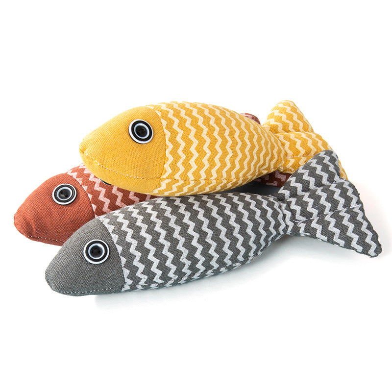 Cat toys, imitation fish, catnip fish, cat teaser, self-entertainment cat supplies, linen fish doll, cat toys
