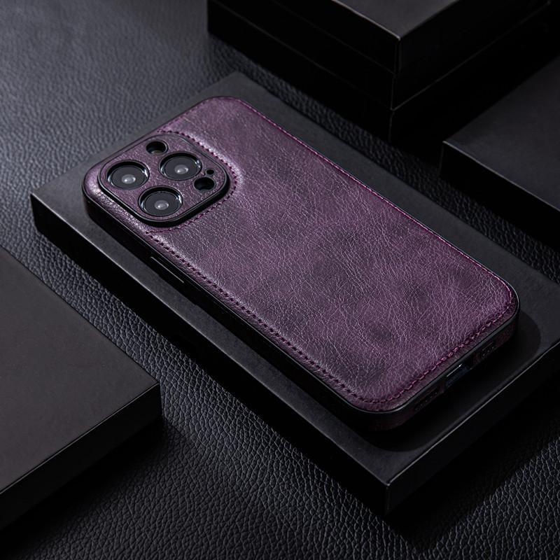 Apple 15promax mobile phone case high-end leather suitable for iPhone14 high-end 13 anti-fall leather grain 12 leather case