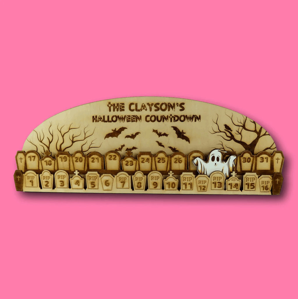 Wooden Halloween advent calendar new home Halloween advent calendar