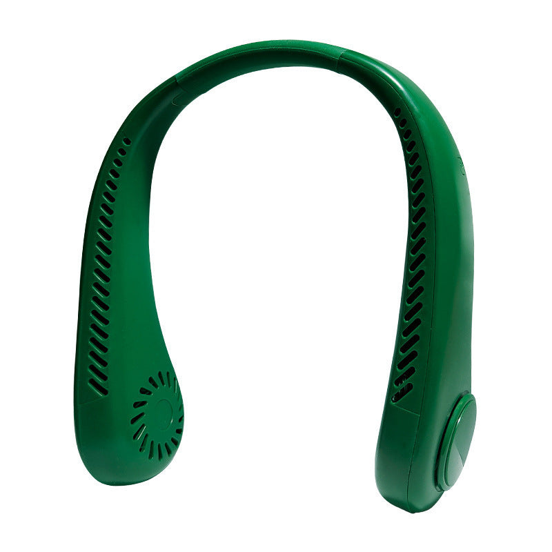 Cross-border new leafless neck hanging fan USB charging portable lazy number display sports folding mini electric fan