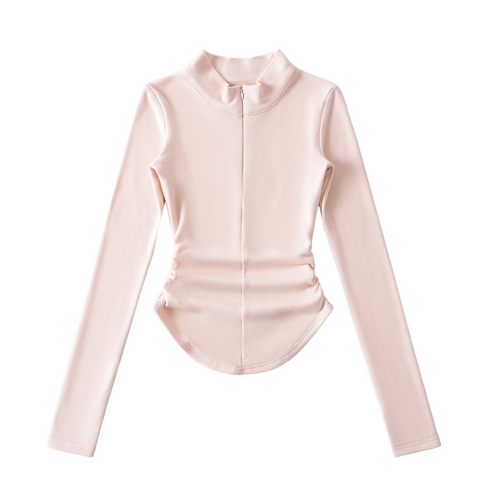 2025 Spring and Autumn Korean version of German velvet half-zip long-sleeved casual versatile tight-fitting warm bottoming shirt ins top