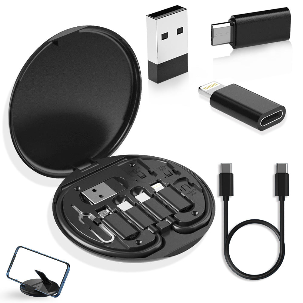 portable magnetic fast charging data cable foldable portable three-in-one universal box typec charging cable