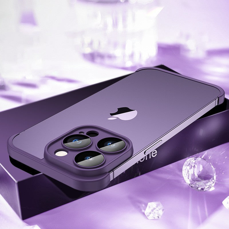 Metal corner pad frame bare metal feel suitable for Apple 15 true borderless mobile phone case iPhone14pro protective case