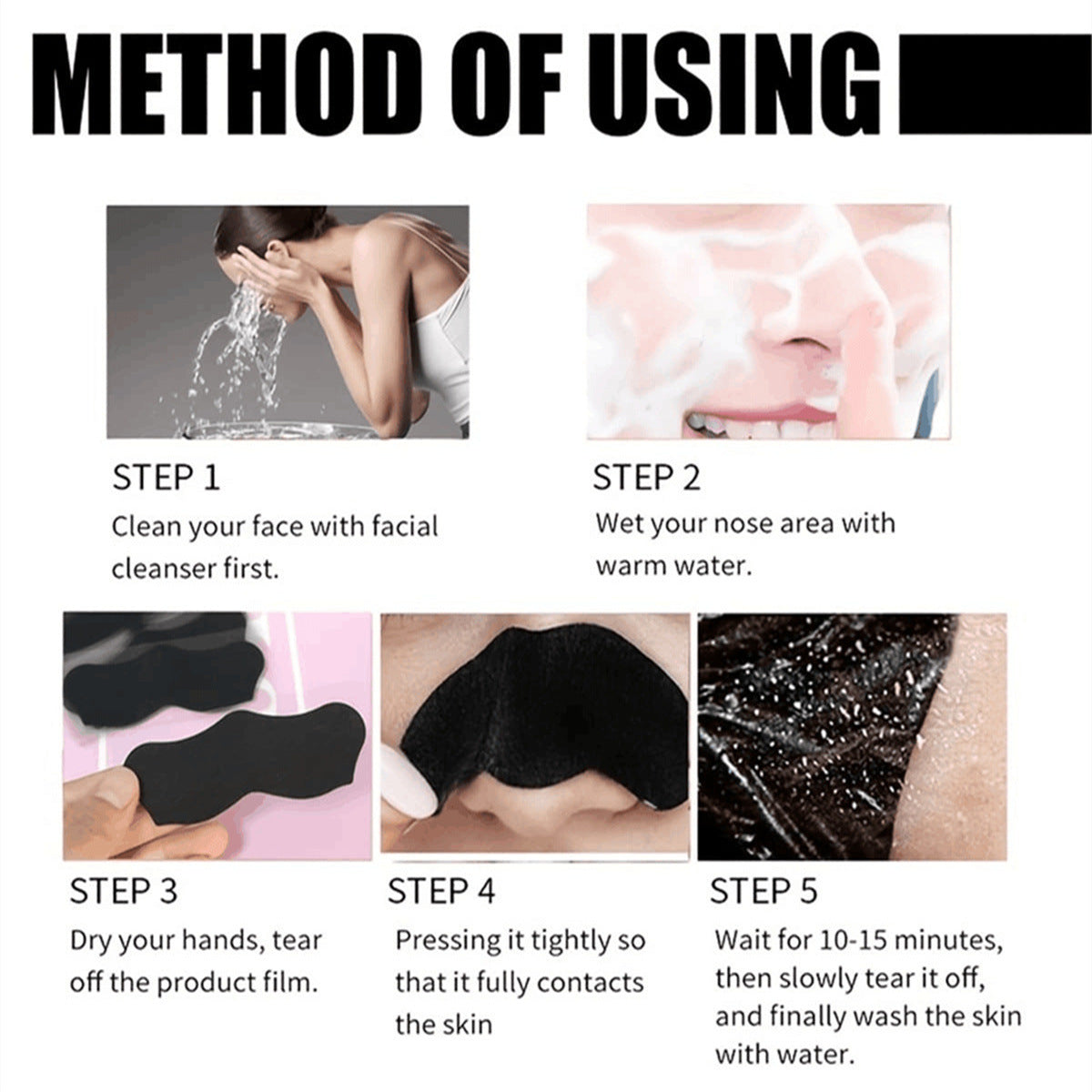 Cross-border blackhead acne removal nose mask BLACKHEAD MASK 5PCS 10PCS 15PCS 20PC