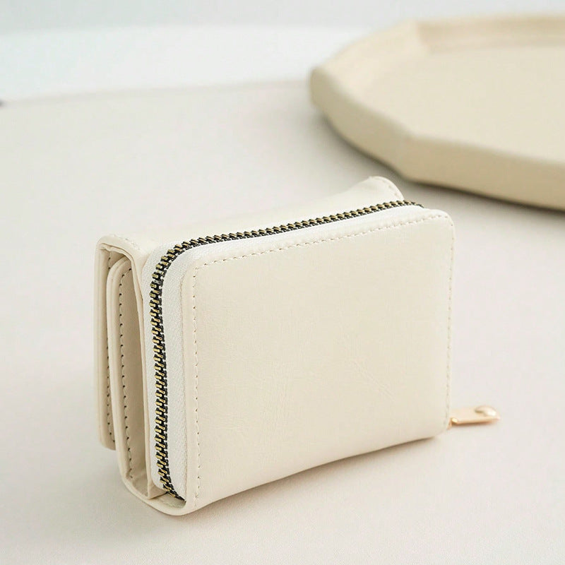 Credit card ID card cash wallet women's wallet small wallet short wallet card holder zipper wallet multi-layer trifold