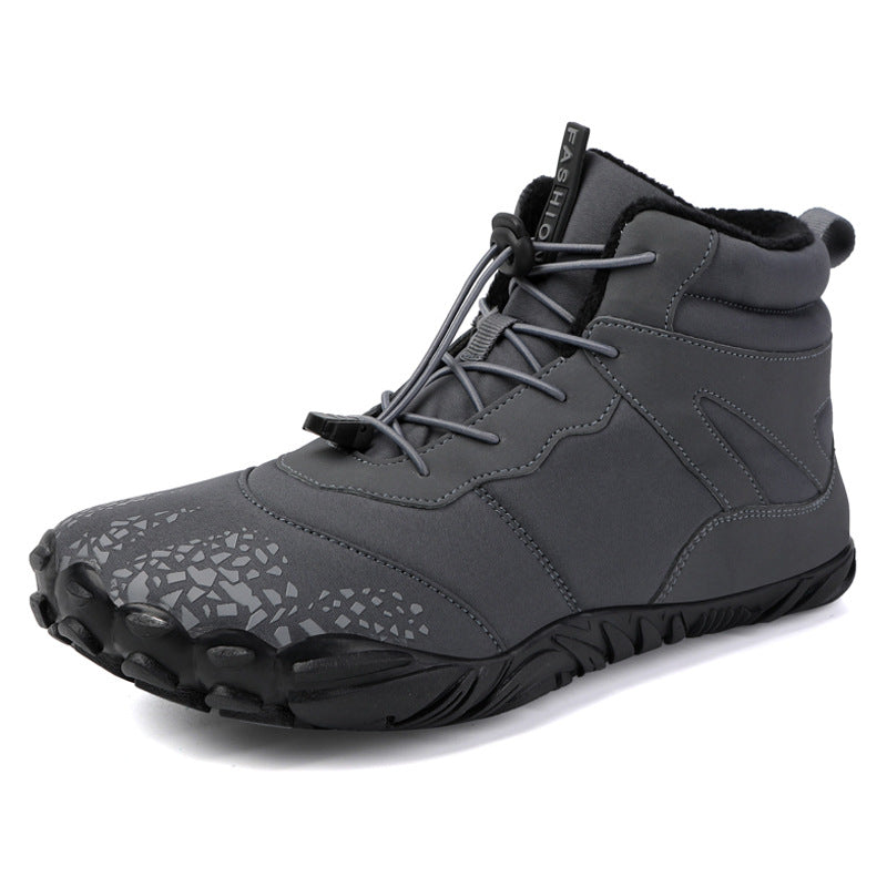 Cross-border new winter cotton boots men's casual barefoot cotton shoes women's plus velvet thickened snow boots couple warm hiking shoes