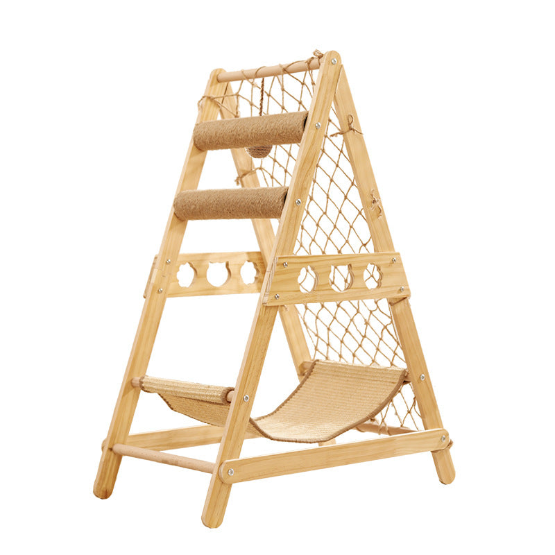 New large climbing net cat climbing frame wooden cat bed jumping platform cat frame suitable for multiple cats to play and sleep in one piece