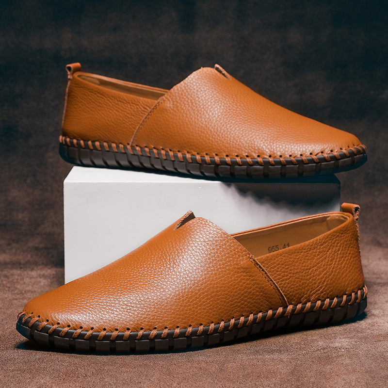 Cross-border hot-selling large-size men's casual shoes, slip-on top layer cowhide slip-on shoes, leather shoes, sizes 48, 49, and 50