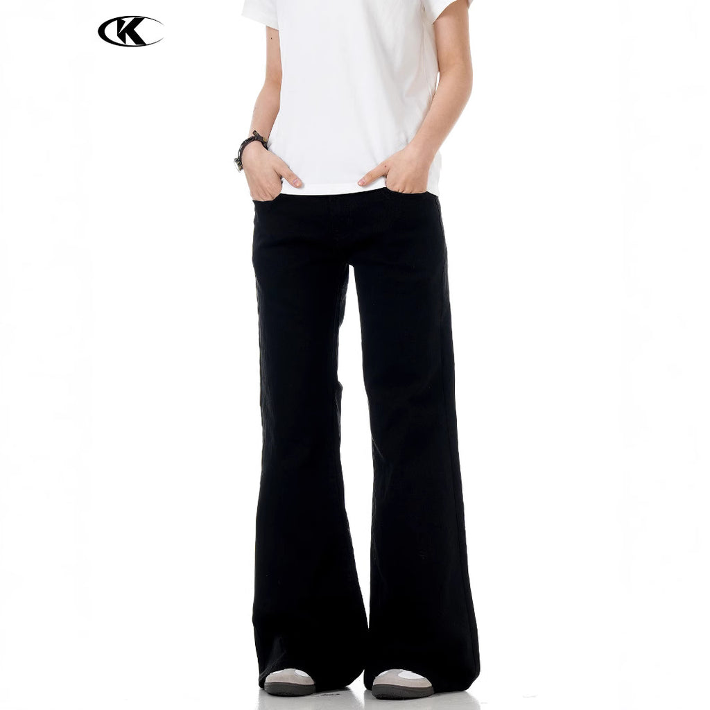 11KN American flared jeans women's simple cleanfit loose slim loose stacked casual slim trousers